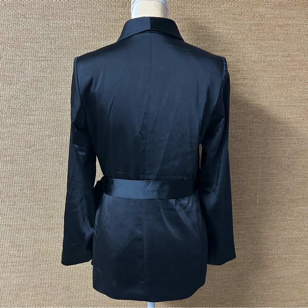 Express Wrap Blazer Womens S Black Side Tie Lined Chic Career Business Office - Picture 5 of 13